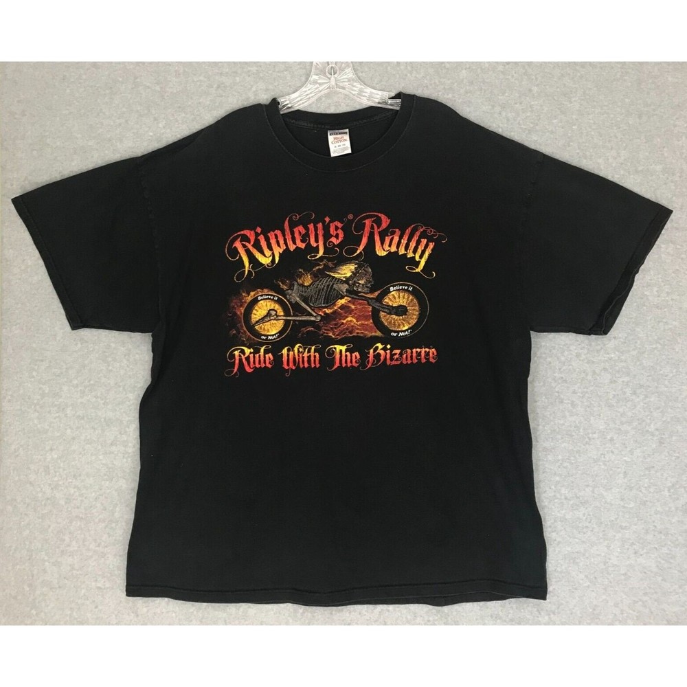 Ripley’s Believe It or Not Skeleton on Motorcycle Rally Ride‎ T-Shirt Mens 3X